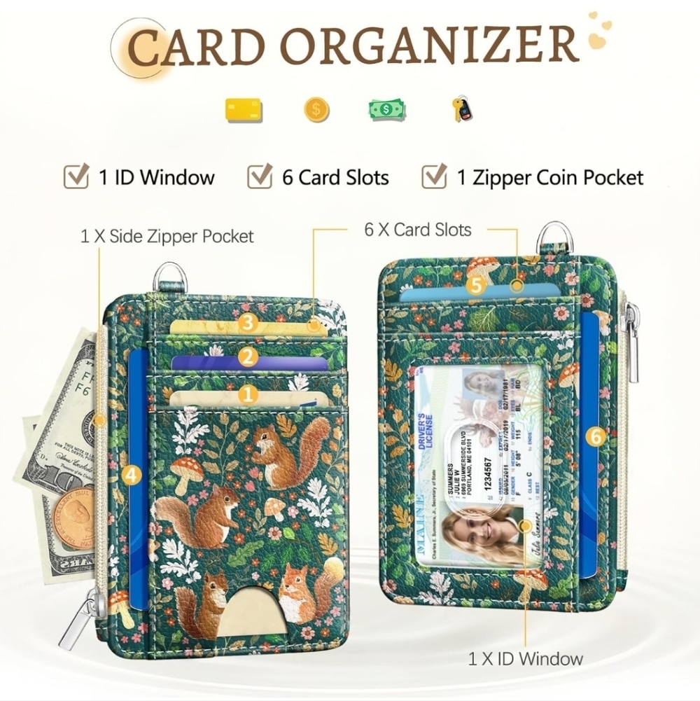 Floral Squirrel Card Organizer